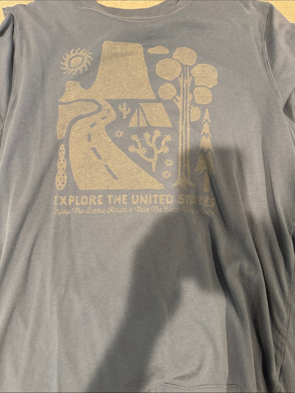 Old Navy Slate Blue Graphic Long-Sleeve Tee